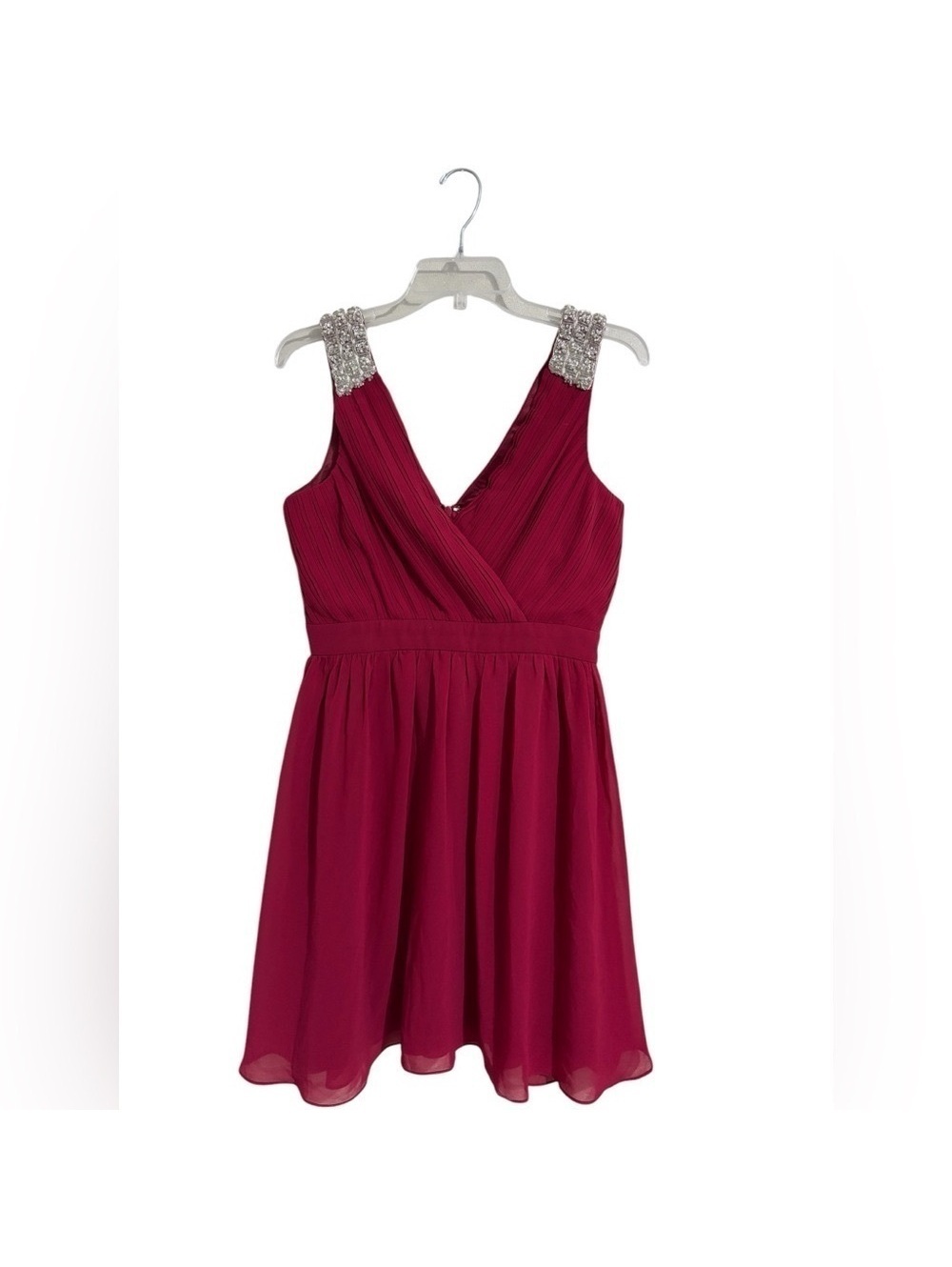 Minuet Burgundy Beaded Cocktail Dress NWT Sleeveless V Neck Party Dress